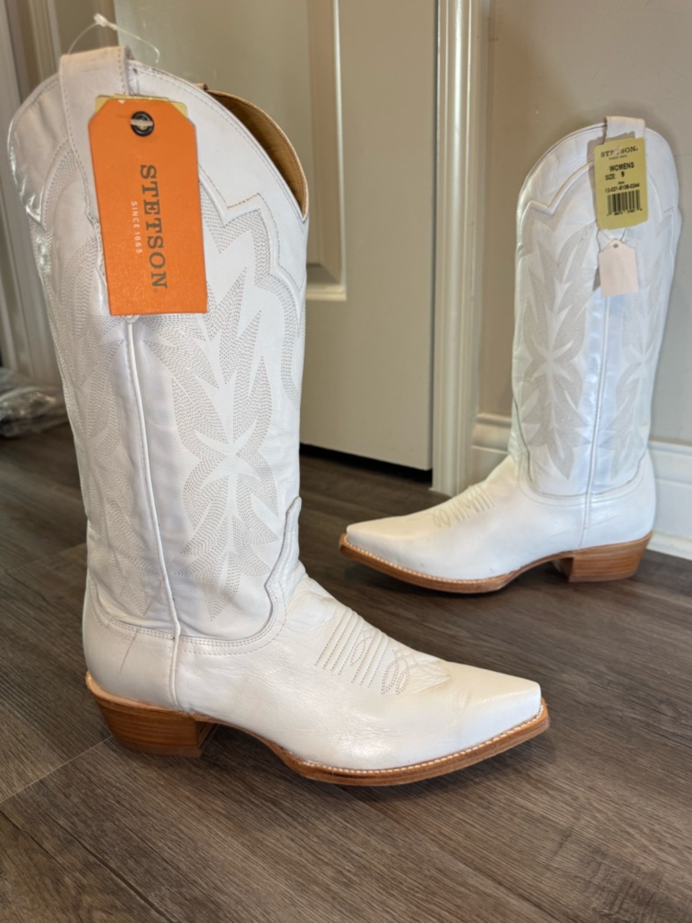 Stetson Casey Western White Leather Western Boots